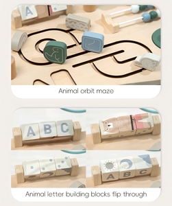 Tavolo Multifunzionale Montessori in Legno, Gioco Educativo per Bambini, Labirinto, Riconoscimento <span class=keywords><strong>Lettere</strong></span> e Immagini, 5-7 Anni, EN71 - Product Image 4