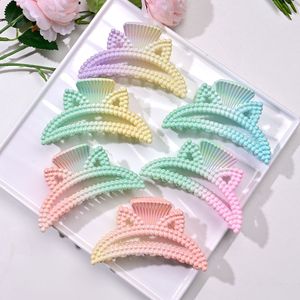 Pince à <span class=keywords><strong>cheveux</strong></span> décontractée et élégante pour <span class=keywords><strong>femme</strong></span>, en plastique, avec dégradé irisé et perles, pour usage quotidien, décoration de coiffure - Product Image 1