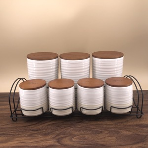 7Pcs/set 800ml Storage Bottles & Jars Set Food Storage Container Airtight ceramic Jars ceramic storage Jar with Lid