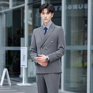 Vendita calda giacca da <span class=keywords><strong>uomo</strong></span> Slim Fit nuovo Design <span class=keywords><strong>doppiopetto</strong></span> tinta unita per riunioni di lavoro - Product Image 2