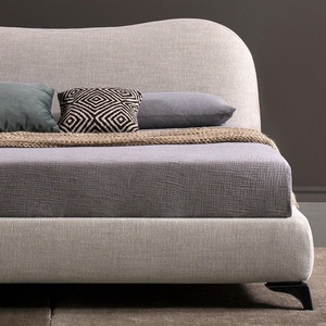 Lit King Size en Lin Capitonné de Luxe Tête de Lit Courbée Moderne Design <span class=keywords><strong>Chic</strong></span> Meubles de <span class=keywords><strong>Chambre</strong></span> à <span class=keywords><strong>Coucher</strong></span> Ensemble de Lit - Product Image 4