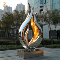 Sculpture de flamme en acier inoxydable, art abstrait moderne, décoration de jardin, parc public extérieur RELONG