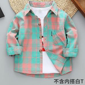 Nouveau <span class=keywords><strong>Manteau</strong></span> à Manches Longues en Coton Rayé pour Bébés Garçons et Filles Printemps Automne 2020, Chemise à Carreaux pour Enfants de 1 à 7 <span class=keywords><strong>Ans</strong></span> - Product Image 3