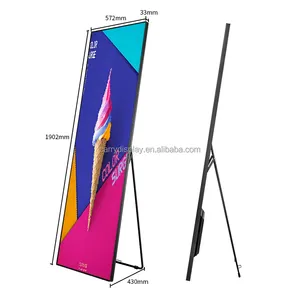 2024 New Design Full Color HD P1.86 P2 P2.5 P3 P4 LED Digital Poster Stand Screen Display Indoor Outdoor Digital LED Poster