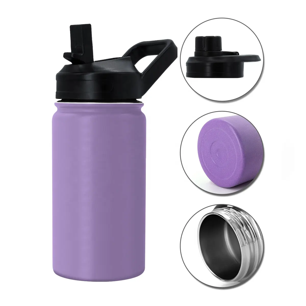 Water Bottle for Kids Reusable Cup with Straw Sippy Lid Insulated Stainless Steel Thermos for Toddlers Girls Boys