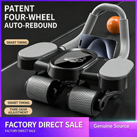 Roue abdominale automatique à quatre rouleaux élargie avec support coudes, entraîneur abdominal portable pour la mise en forme abdominale à domicile