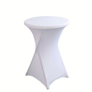 Round Spandex Fitted Bar <b>Table</b> Covers White Cocktail Stretch <b>Table</b> Tablecloth Black Highboy <b>Table</b> <b>Cloth</b> for Wedding Party Opp - Product Image 1