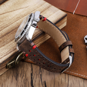 <span class=keywords><strong>Bracelet</strong></span> de montre en cuir véritable 20mm 22mm <span class=keywords><strong>Bracelet</strong></span> de montre poreux respirant <span class=keywords><strong>Bracelet</strong></span> de montre couture à la main pour hommes <span class=keywords><strong>Bracelet</strong></span> de montre - Product Image 5