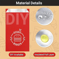 Sac en papier alimentaire imperméable et résistant à l'huile pour emballage de poulet BBQ isolé en gros, doublure en aluminium pour kebab à emporter