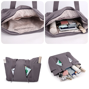 Sacs fourre-tout pour femmes en nylon imperméable, grande capacité, pour voyages en plein air, mode, fermeture éclair personnalisée, vente en gros - Product Image 3
