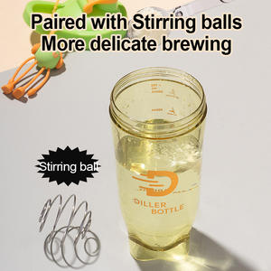 โรงงานซัพพลาย 700ml ขวดน้ํากีฬา Milkshake ผสมฟิตเนสโปรตีนผงโภชนาการ Shaker ถ้วยลวดปัดลูก - Product Image 4