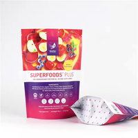 Sachet d'emballage alimentaire refermable et réutilisable en aluminium mat imprimé sur mesure avec fermeture éclair pour fruits et bonbons