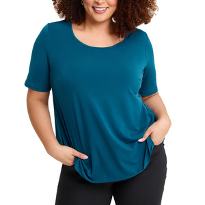 Camiseta Casual de Manga Larga para Mujer, Tallas Grandes, Color Sólido, Dobladillo Extendido, Corte Holgado, Secado Rápido, Transpirable, Estilo Urbano, Oversize, Athleisure - Product Image 1