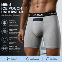 Caleçons Boxers de Sport Modernes en Tissu Tricoté Respirant et Élastique, Effet Rafraîchissant, avec Compartiment pour Glaçons, Couleur Unie, Qualité Supérieure