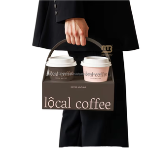 Portavasos Doble Ecológico para Café para Llevar, Personalizado para Cafeterías, para 2 Vasos de Papel, con Asa - Product Image 5