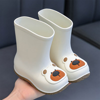Bottes de pluie en PVC pour garçons, légères, imperméables, à tube moyen, chaussures d'eau pour enfants de maternelle, rouge