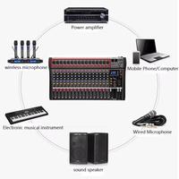 Console de mixage audio professionnelle 16 canaux avec carte son, USB, Bluetooth, système sonore pour scène, studio et DJ