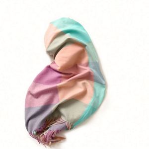 Écharpe élégante de style mondain à rayures et carreaux pour femme, grande taille, automne et hiver, écharpes chaudes - Product Image 5