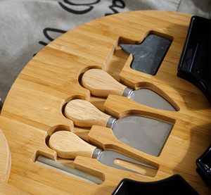 Cute Round Bamboo <strong>Cheese</strong> <strong>Knife</strong> and Cutting Board <strong>Set</strong> <strong>Cheese</strong> Tools - Product Image 4