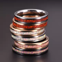 Gentdes Jewelry Fine Jewelry Bague personnalisée en incrustation d'opale de feu écrasée 4mm Bagues en céramique pour femmes Opale