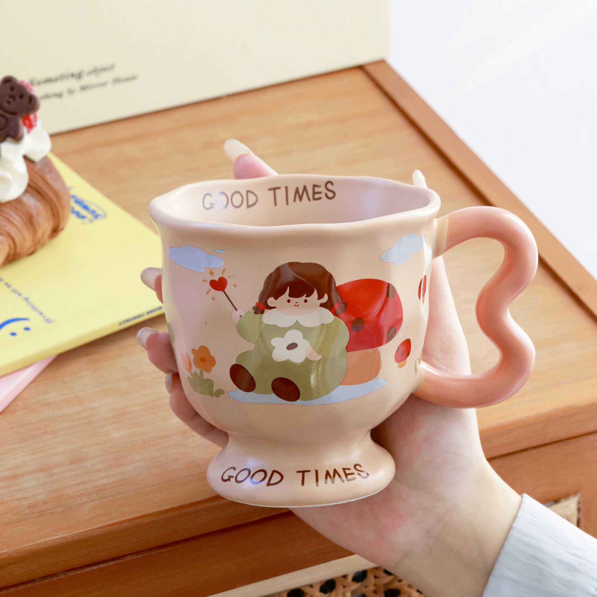 Taza individual de niña de setas