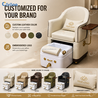 Fauteuil de pédicure en cuir personnalisé pour salon de manucure professionnel avec bac à pédicure extractible
