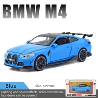 Modèle de voiture de course en alliage 1: 32 M4 Simulation de voiture Son et Lumière Rétroaction Voiture de sport Jouet Cadeau Ornement Modèle