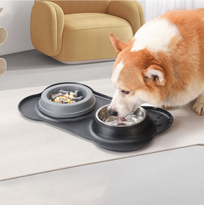 Vật nuôi Bát ăn đôi với giật gân bằng chứng Mat đôi mèo con chó Bát lật ngược bằng chứng không trượt có thể tháo rời vật nuôi chậm trung chuyển - Product Image 6