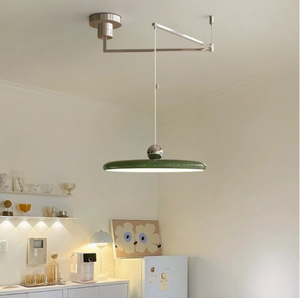 Lampe suspendue à bras mobile en forme de soucoupe à crème française, spectre complet, protection des yeux, design moderne minimaliste, lampe de table de bar et de salle à manger - Product Image 4