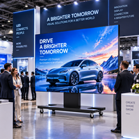 Écran LED pliable et relevable de 108 pouces P0.9, écran LED sans soudure sur roues pour stand d'exposition et salle d'exposition de musée, affichage intérieur