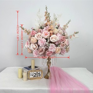 ลูกบอลดอกไม้สีชมพูขนาด 60 ซม. ช่อดอกไม้ราคาประหยัดสำหรับตกแต่งโต๊ะกลาง - Product Image 2