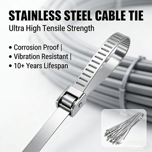 <span class=keywords><strong>Fascette</strong></span> stringicavo in acciaio inossidabile per impieghi gravosi, 100 pz, rivestite 304/316, autobloccanti, per fissaggio esterno - Product Image 1