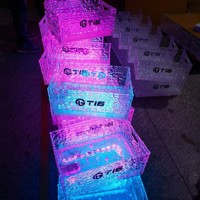 Seau à champagne en plastique personnalisé avec logo, seau à glace carré en acrylique, refroidisseur LED à 7 couleurs pour KTV Club