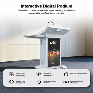 Podio Digital Multimedia Moderno con Micrófono Inalámbrico y Soporte de Piso para Educación, Iglesias y Presentaciones - Elegante Atril de Aluminio - Product Image 2