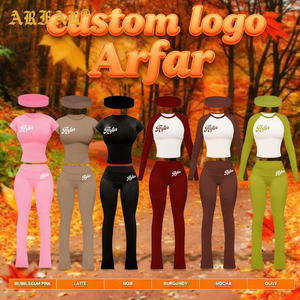 Completi Loungewear da <span class=keywords><strong>Donna</strong></span> Primavera Estate 2026 Nuovo Design Personalizzato 2 Pezzi T-Shirt in Cotone Pantaloni con Vita Pieghevole <span class=keywords><strong>Abbigliamento</strong></span> Femminile - Product Image 1