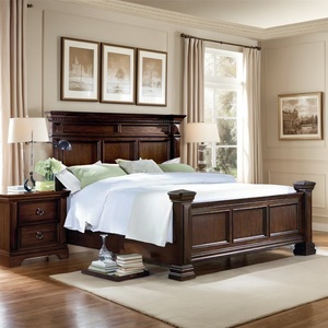 Juego de Dormitorio King Size de Lujo, Muebles de Mediados de Siglo con Tallados Elaborados, Cama de Madera Sólida con Garantía de Cinco Años, Dd-mzc-03 - Product Image 1