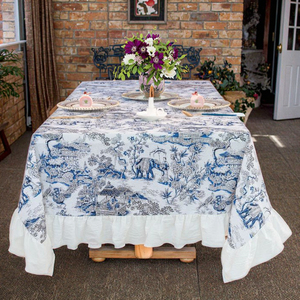 Tùy Chỉnh Bảng Vải Nước Phong Cách Màu Xanh Hoa Bông Bìa Set In Đầy Màu Sắc Sọc <span class=keywords><strong>Runner</strong></span> - Product Image 2