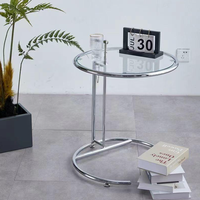 Table basse moderne en acier inoxydable et verre, portable, réglable en hauteur, pour salon, vente en gros