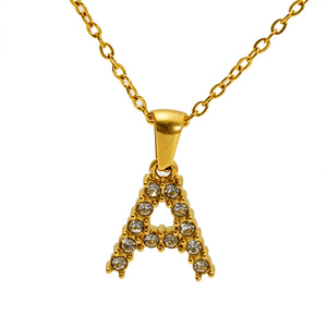 Golden Letter Pendant With White Zircon Inlay Alphabet Charm For Necklace Unisex Everyday Wear - Product Image 5