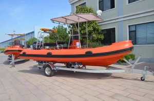 Zhenbo RIB-580D, Bote Semirrígido de 5.8m <span class=keywords><strong>con</strong></span> Consola Central, <span class=keywords><strong>Motor</strong></span> Fuera de Borda, Toldo Grande en Forma de T, Capacidad para 12 Personas, ORCA Hypalon RIB 580 - Product Image 4