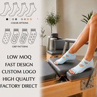 Chaussettes de Pilates tricotées à bout ouvert, style Studio-Chic, pour l'automne, avec sangles croisées, respirantes, antidérapantes, pour le yoga, avec logo personnalisé
