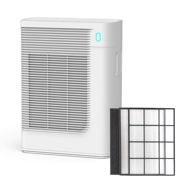 Home Air Purifier, 300m³/h CADR, 3-in-1 HEPA13 Filter, 4 Speed Levels, PM2.5 Indicator for Bedroom & Office