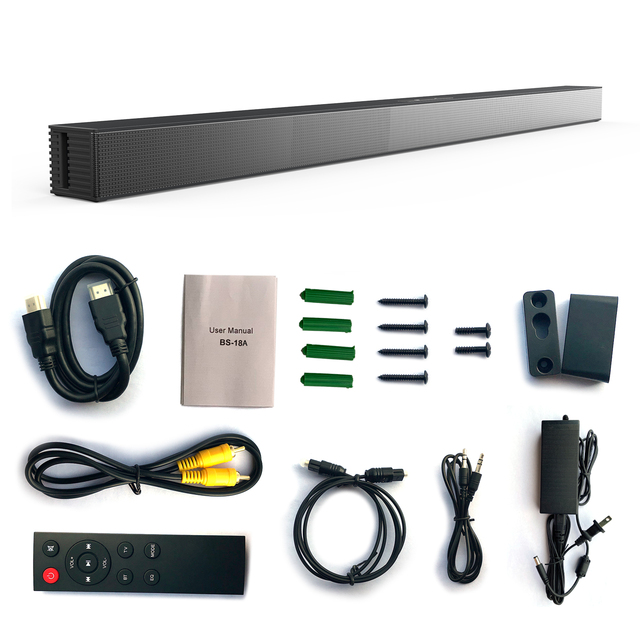 BS-18A 60W Home Theater Soundbar with Wireless Subwoofer, TV Sound Bar Speaker, Surround Sound Support Aux USB Optical Coaxial