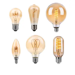 Декоративная изогнутая Светодиодная лампа накаливания Эдисона C35T, G45, T45, A60, ST64, G80, 2 Вт, 4 Вт, 220 В