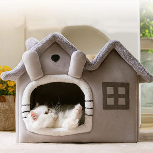 SUREWALHOME Casa para mascotas Cama cueva para gatos Cama cálida y acogedora para perros Interior con cojín extraíble Casas para gatos plegables lavables - Product Image 2