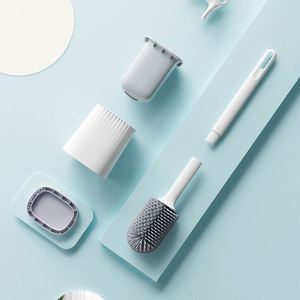 Brosse de toilette créative à manche détachable en caoutchouc souple TPR 360° °   Brosse de nettoyage pour salle de bain sans angle mort avec support - Product Image 3