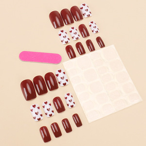 <span class=keywords><strong>Uñas</strong></span> Postizas de San Valentín, <span class=keywords><strong>Uñas</strong></span> Acrílicas Reutilizables con Diseño de Corazón Rojo y Blanco Brillante, para Fiestas y Uso Diario - Product Image 4