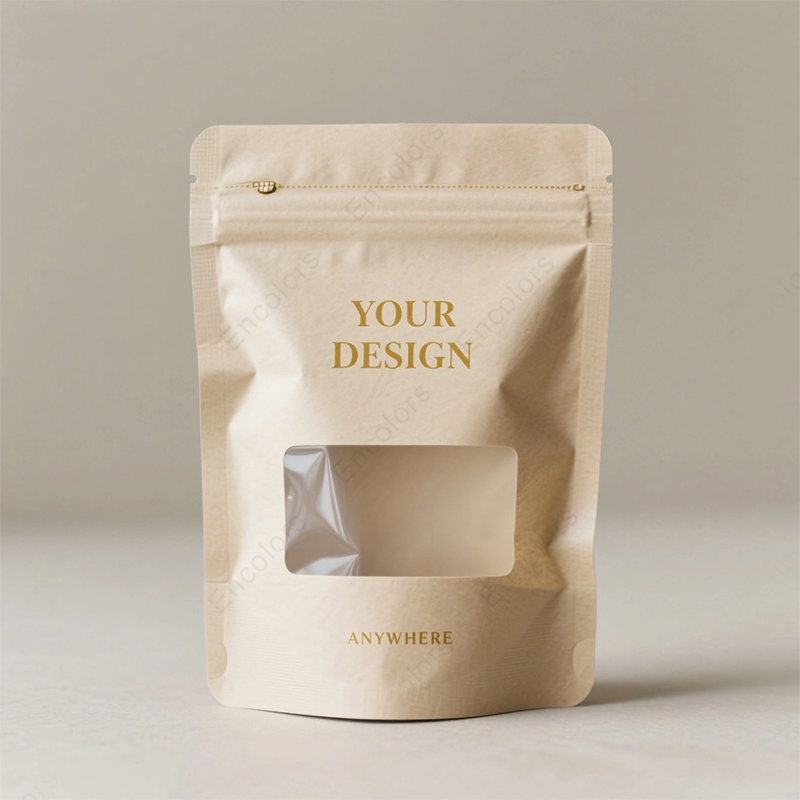 Custom Biodegradable Clear Kraft Stand Pouches With Zipper Resealable New Classic Style For Food Packaging For Sugar Other Foods