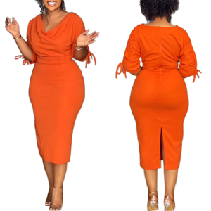 Solide elegante Damen Kleid Langarm Bodycon Swing Collar Rüschen Party <span class=keywords><strong>Prom</strong></span> Casual Streetwear Sommer Plus Size Anti-Static ODM - Product Image 1