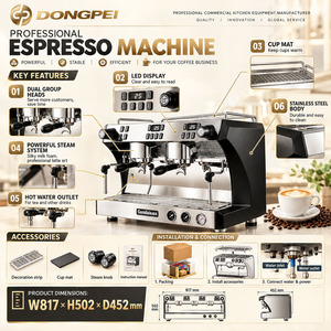 Machine à café expresso professionnelle à 2 chaudières avec pompe rotative importée pour café, restaurant, CRM3120C, 2 groupes, usage commercial - Product Image 5